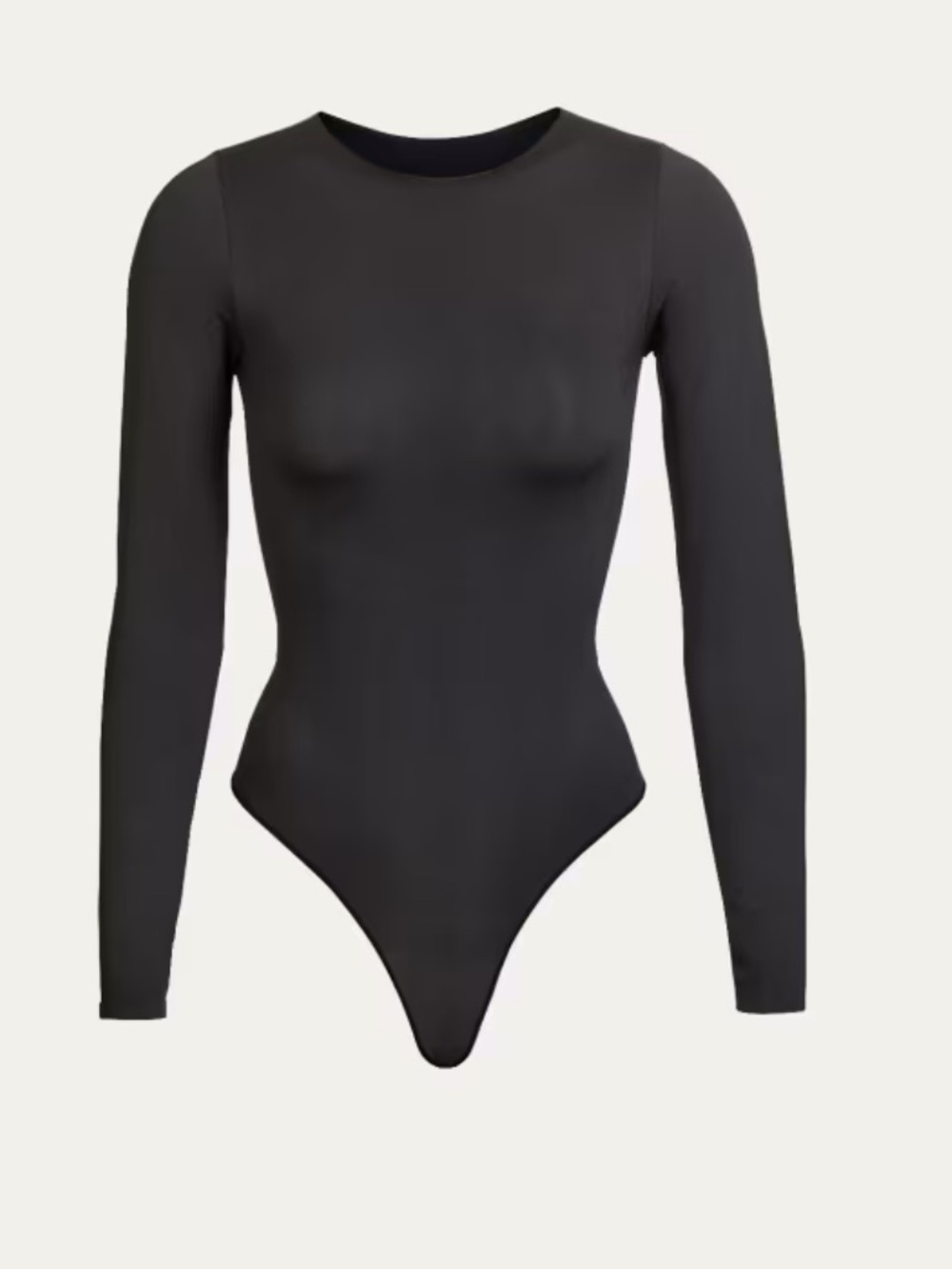 Essential Smoothing Long-Sleeve Thong Bodysuit- Cocoa